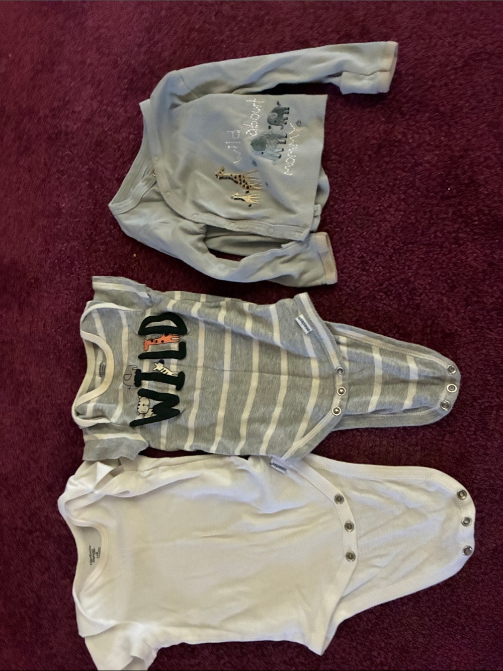Gerber Gray, White and Light Gray 3-Pack Baby Onesies